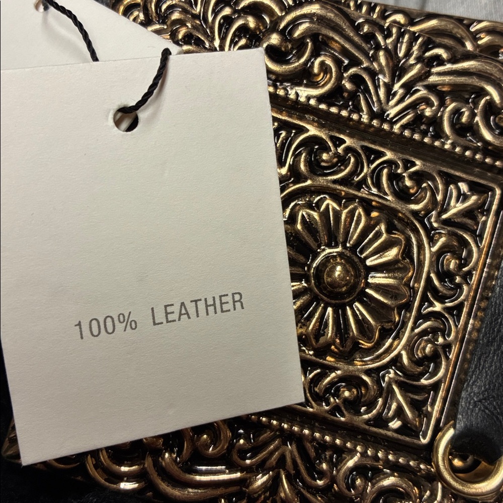NWT. Zara Black Wide Leather Belt with Ties. Size 30. - Picture 6 of 9